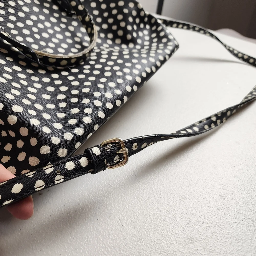 Kate Spade New York Black White Polka Dot Satchel Purse READ
